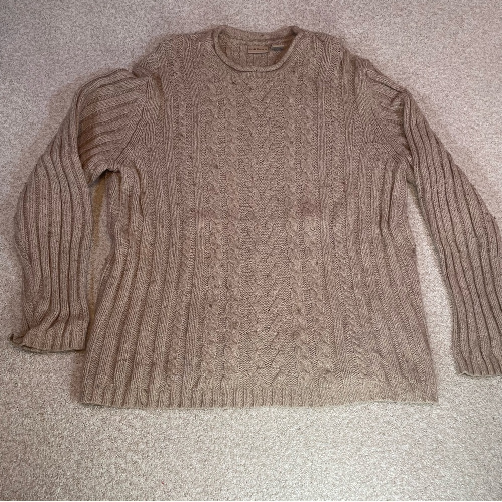 Vintage Ruff Hewn Mens Large Beige Tan Sweater Wool Blend Crew Neck